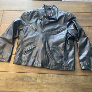 Ralph Lauren Women’s Leather Motorcycle jacket  Lined Large Y2K Plaid Label